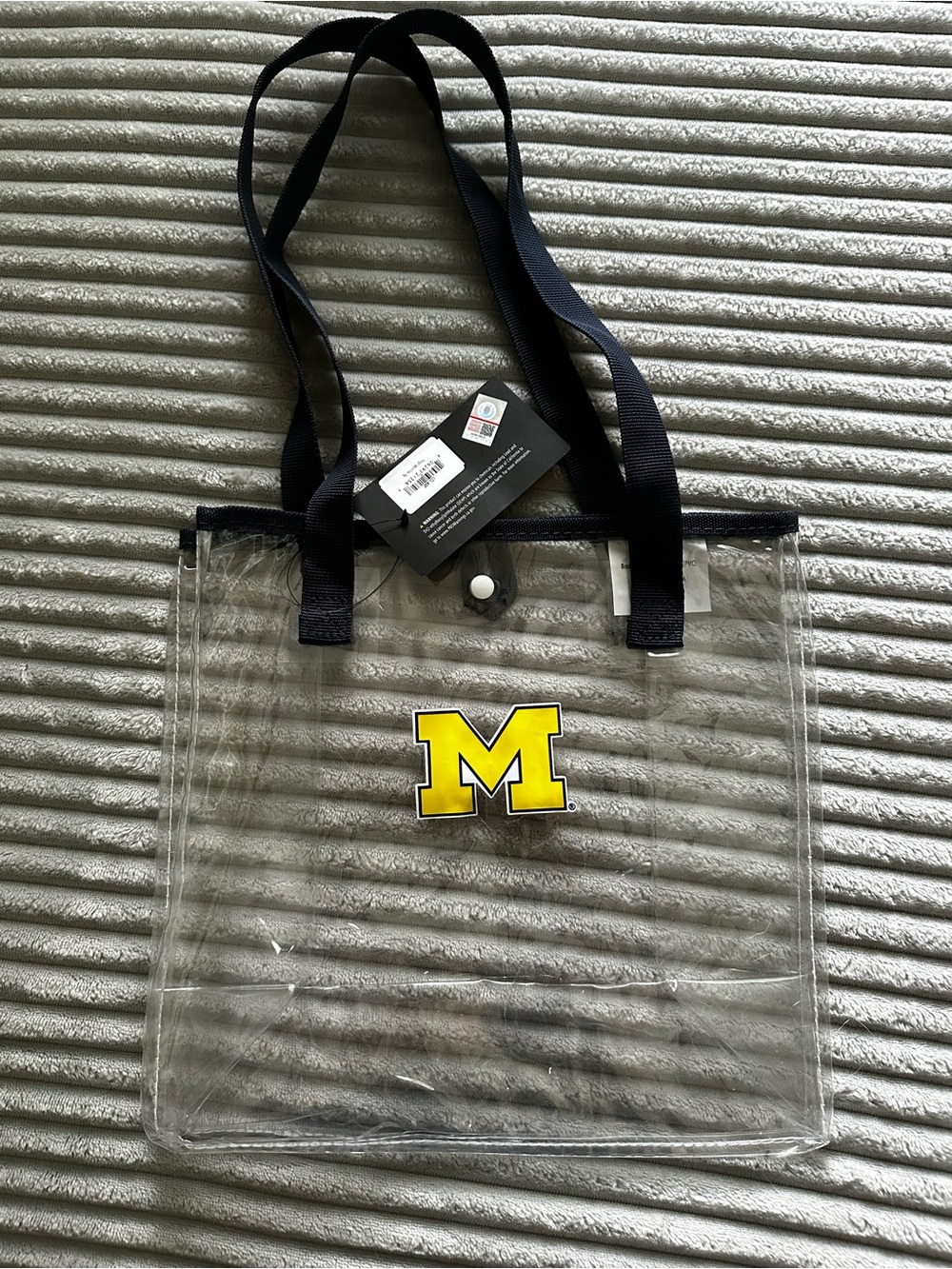 University of Michigan Clear Tote Bag with Yellow 'M' Logo